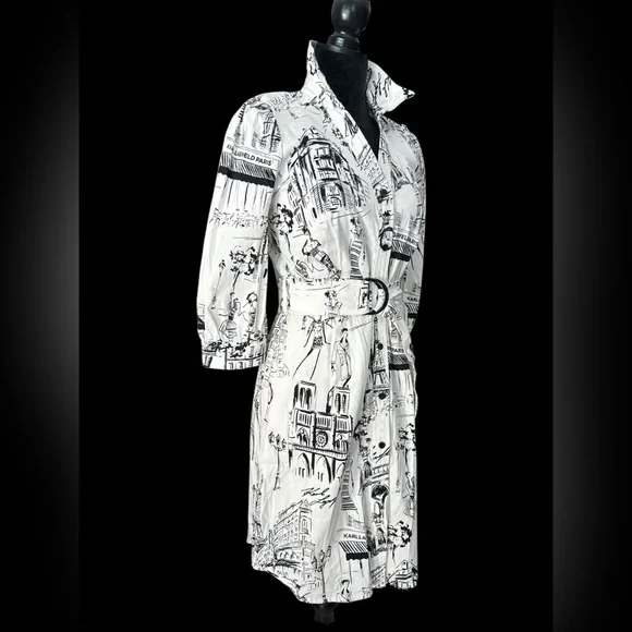 NWT Karl Lagerfeld Black & White Monochrome Graphic Dress Size 2 - Picture 4 of 13